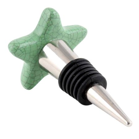 Green Star Crackle Ceramic Wine Bottle Stopper